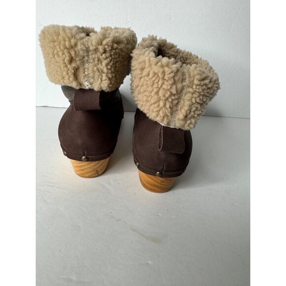 Penelope Chilvers Low Shearling Cuffed Clog Boots Leather Suede EU 36 US 6 - Picture 6 of 7
